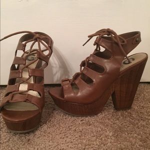 Platform lace up heels